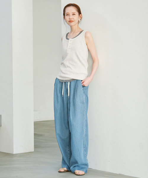 SLOBE IENA(スローブイエナ)の「FAITH/フェイス SLOBE別注 サーマルタンク(タンクトップ・レディース・サックスブルー/ピンク/ブラック系その他/ライトグレー・FREE)」の14枚目の写真