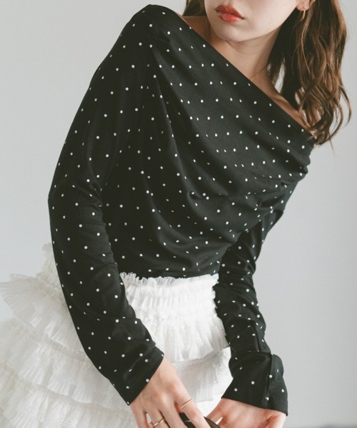 VANNIE U(ヴァニーユー)の「ドットドレープカットソー(Tシャツ/カットソー・レディース・ブラック/ホワイト・FREE)」の16枚目の写真