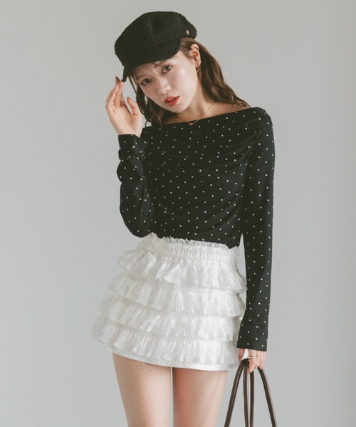 VANNIE U(ヴァニーユー)の「ドットドレープカットソー(Tシャツ/カットソー・レディース・ブラック/ホワイト・FREE)」の13枚目の写真