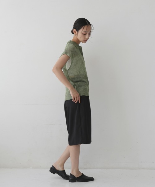 hellam(へラム)の「透かし編みノースリポロニット(ニット/セーター・レディース・アイボリー/ブラウン/チャコール/グリーン・FREE)」の10枚目の写真