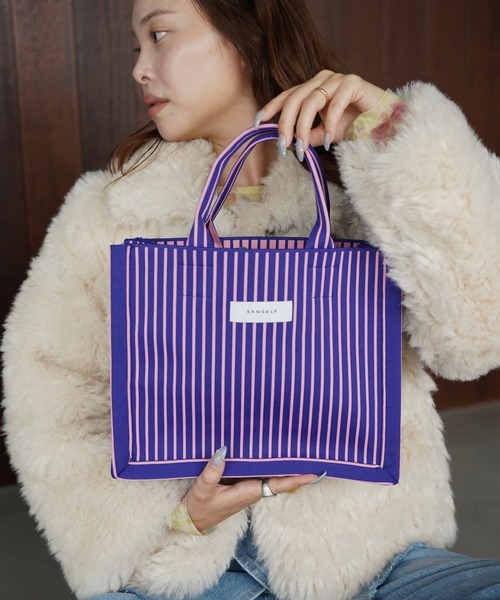 SANSeLF】マルチストライプミニトートバッグ saa26s131（ハンドバッグ