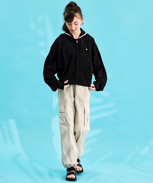 kate spade new york kids(ケイトスペードニューヨーク)の「メッシュニットパーカ(カーディガン/ボレロ・キッズ・サックスブルー/ブラック・S(110-120cm)/M(130-140cm)/L(150-160cm))」の4枚目の写真