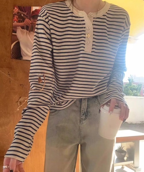 Flugge(フラッジー)の「ボーダーロンT(Tシャツ/カットソー・レディース・ホワイト×ブラック・FREE)」の4枚目の写真