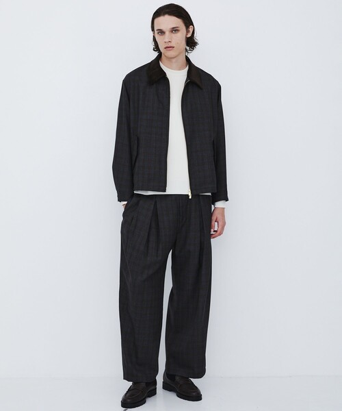UNITED TOKYO（ユナイテッドトウキョウ）の「【数量限定】CUBA CHECK ハリントンブルゾン　｜通気性/防臭/ムレ防止/ドライタッチ（ブルゾン・メンズ・ネイビー/ブラウン・1/2）」の10枚目の写真