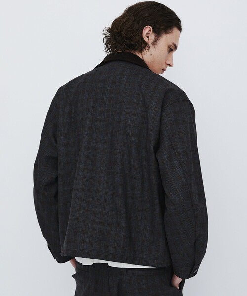UNITED TOKYO（ユナイテッドトウキョウ）の「【数量限定】CUBA CHECK ハリントンブルゾン　｜通気性/防臭/ムレ防止/ドライタッチ（ブルゾン・メンズ・ネイビー/ブラウン・1/2）」の5枚目の写真