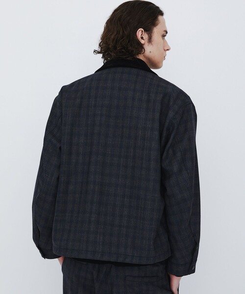 UNITED TOKYO（ユナイテッドトウキョウ）の「【数量限定】CUBA CHECK ハリントンブルゾン　｜通気性/防臭/ムレ防止/ドライタッチ（ブルゾン・メンズ・ネイビー/ブラウン・1/2）」の3枚目の写真