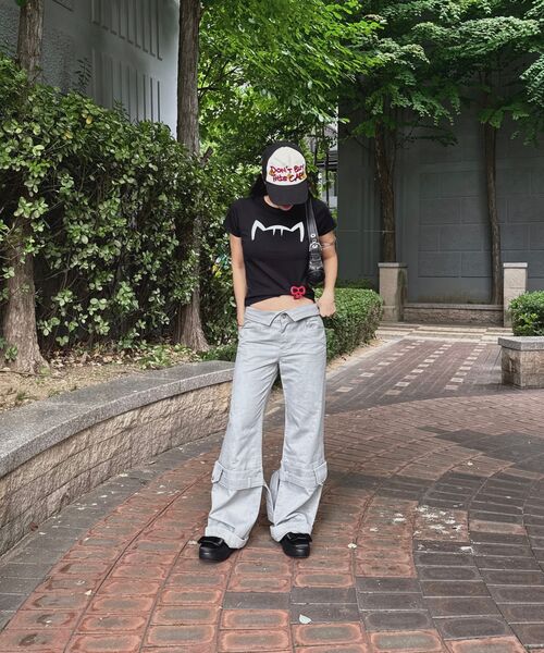 KIKIMIMI（キキミミ）の「クロップキティビッグロゴTシャツ(ブラック)（Tシャツ/カットソー・レディース・ブラック・FREE）」の7枚目の写真