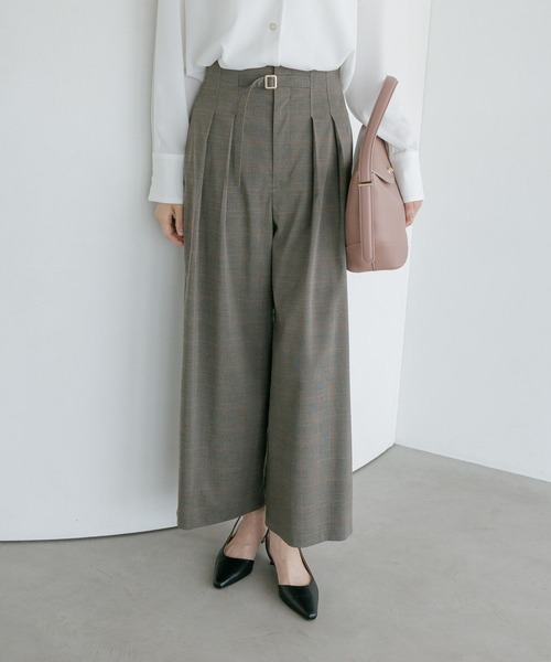 Andemiu(アンデミュウ)の「フロントベルトチェックパンツ/1049202(その他パンツ・レディース・ブラウン/グレー・SMALL/MEDIUM)」の2枚目の写真