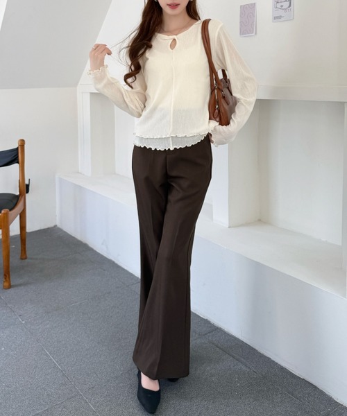Ada.（エイダ）の「ハイウエスト スラックス フレア パンツ（スラックス・レディース・グレー/ブラック/ブラウン・S/M/L）」の20枚目の写真