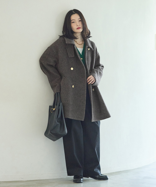 journal standard L'essage(ジャーナルスタンダードレサージュ)の「SUPER120/MANTECO ステンカラーコート(ステンカラーコート・レディース・ブラック系その他/ネイビー・36/38)」の3枚目の写真