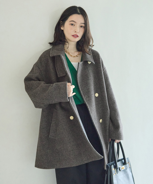 journal standard L'essage(ジャーナルスタンダードレサージュ)の「SUPER120/MANTECO ステンカラーコート(ステンカラーコート・レディース・ブラック系その他/ネイビー・36/38)」の5枚目の写真
