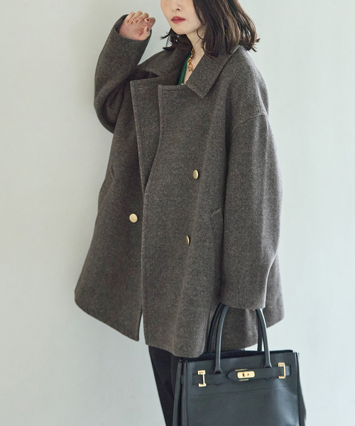 journal standard L'essage(ジャーナルスタンダードレサージュ)の「SUPER120/MANTECO ステンカラーコート(ステンカラーコート・レディース・ブラック系その他/ネイビー・36/38)」の6枚目の写真