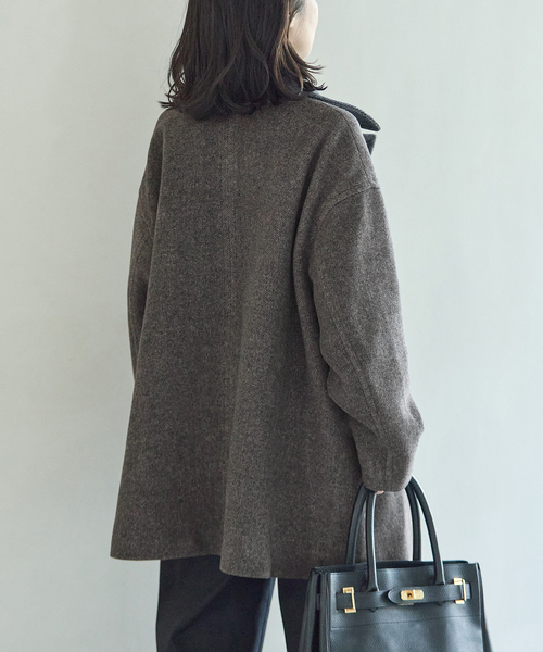 journal standard L'essage(ジャーナルスタンダードレサージュ)の「SUPER120/MANTECO ステンカラーコート(ステンカラーコート・レディース・ブラック系その他/ネイビー・36/38)」の7枚目の写真