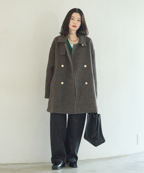 journal standard L'essage(ジャーナルスタンダードレサージュ)の「SUPER120/MANTECO ステンカラーコート(ステンカラーコート・レディース・ブラック系その他/ネイビー・36/38)」の8枚目の写真