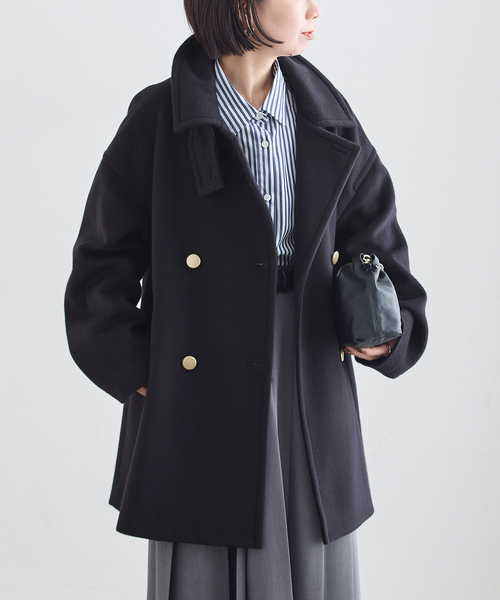 journal standard L'essage(ジャーナルスタンダードレサージュ)の「SUPER120/MANTECO ステンカラーコート(ステンカラーコート・レディース・ブラック系その他/ネイビー・36/38)」の10枚目の写真