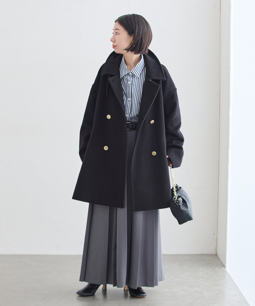 journal standard L'essage(ジャーナルスタンダードレサージュ)の「SUPER120/MANTECO ステンカラーコート(ステンカラーコート・レディース・ブラック系その他/ネイビー・36/38)」の14枚目の写真
