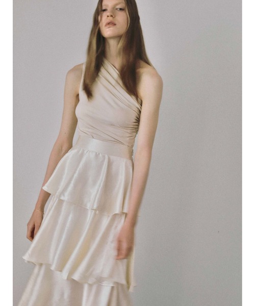 celon（セロン）の「satin frilly tiered long skirt（スカート・レディース・アイボリー/ブラック・FREE）」の4枚目の写真