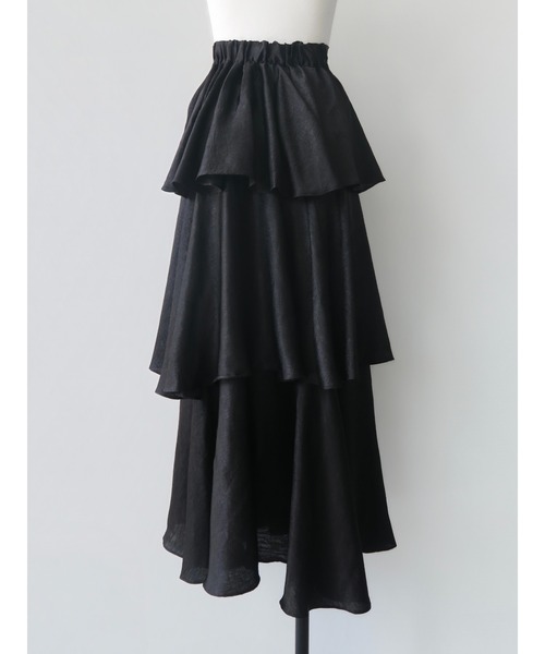 celon（セロン）の「satin frilly tiered long skirt（スカート・レディース・アイボリー/ブラック・FREE）」の11枚目の写真