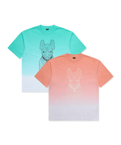 LIFE WORK（ライフワーク）の「共用) ビッグラドッググラデーション半袖Tシャツ（Tシャツ/カットソー・レディース・オレンジ/ミント・SMALL/MEDIUM/LARGE/X-SMALL）」の3枚目の写真