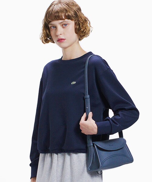 LACOSTE（ラコステ）の「裾ドローストリング ダブルフェイスプルオーバー（スウェット・レディース・ライトグレー/ダークネイビー・36/34/32/38）」の2枚目の写真