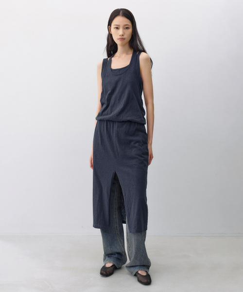 INSILENCE WOMEN(インサイレンスウーマン)の「ニットライクレイヤードワンピース ダークブルー(ワンピース・レディース・その他・SMALL/MEDIUM)」の2枚目の写真