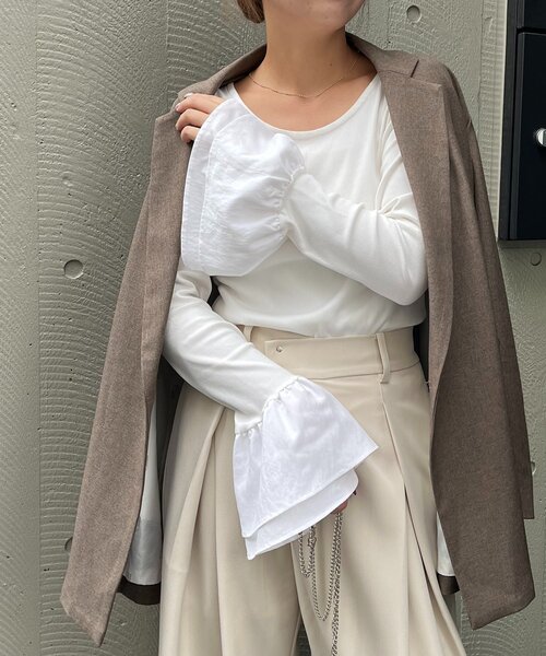 CAPRICIEUX LE'MAGE(カプリシューレマージュ)の「【前後2WAY】フレアスリーブT(Tシャツ/カットソー・レディース・ホワイト・FREE)」の22枚目の写真