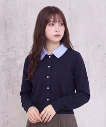 【300/365ニット】マルチウェイシャツレイヤードカーディガン（長袖/軽羽織り/オフィス/ONOFF兼用)