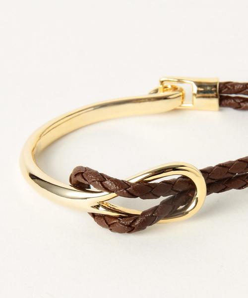 green label relaxing(グリーンレーベルリラクシング)の「KF フェイクレザーアミコミメタル/ブレスレット◆(ブレスレット・レディース・ブラック/ベージュ/ブラウン・FREE)」の4枚目の写真
