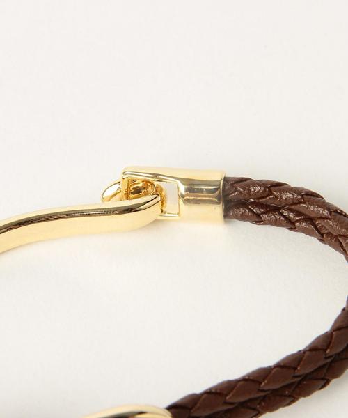 green label relaxing(グリーンレーベルリラクシング)の「KF フェイクレザーアミコミメタル/ブレスレット◆(ブレスレット・レディース・ブラック/ベージュ/ブラウン・FREE)」の5枚目の写真