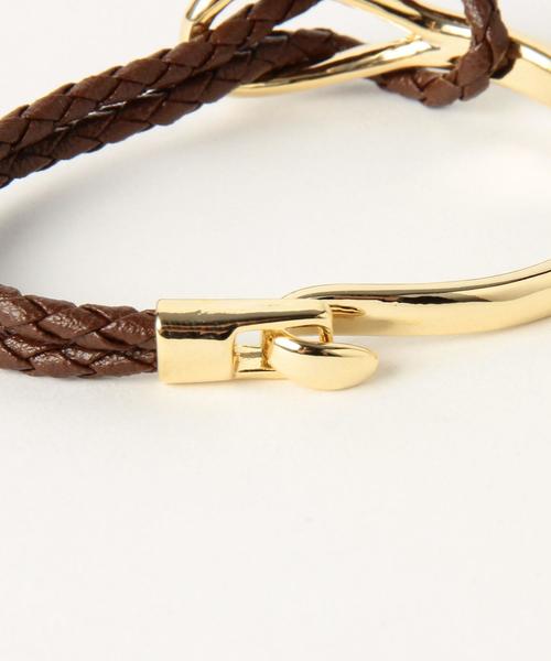 green label relaxing(グリーンレーベルリラクシング)の「KF フェイクレザーアミコミメタル/ブレスレット◆(ブレスレット・レディース・ブラック/ベージュ/ブラウン・FREE)」の6枚目の写真