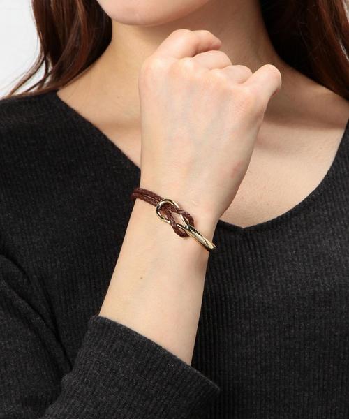 green label relaxing(グリーンレーベルリラクシング)の「KF フェイクレザーアミコミメタル/ブレスレット◆(ブレスレット・レディース・ブラック/ベージュ/ブラウン・FREE)」の7枚目の写真