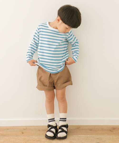 URBAN RESEARCH DOORS(アーバンリサーチドアーズ)の「DOORS オーガニックボーダーロンT(Tシャツ/カットソー・キッズ・ブルー/ピンク/ライトグレー/イエロー/ブラック・120/135/105/90)」の19枚目の写真