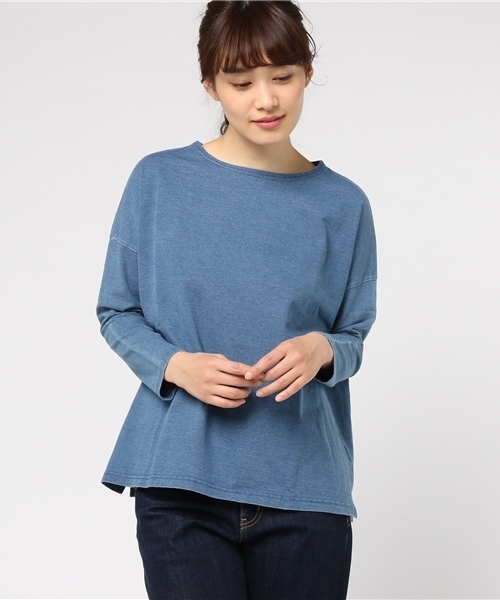 LBC（エルビーシー）の「カットデニム長袖プルオーバー                （Tシャツ/カットソー・レディース・ネイビー/ブルー・MEDIUM/LARGE）」の10枚目の写真