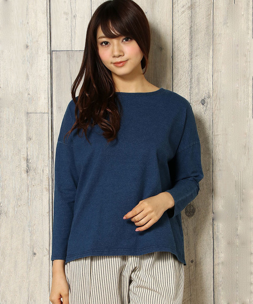 LBC（エルビーシー）の「カットデニム長袖プルオーバー                （Tシャツ/カットソー・レディース・ネイビー/ブルー・MEDIUM/LARGE）」の11枚目の写真