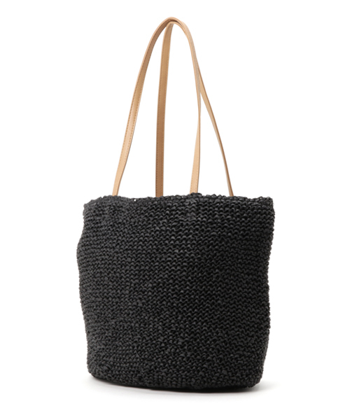 NATURAL BEAUTY BASIC（ナチュラルビューティーベーシック）の「【JJ 5月号掲載】ガーター編みペーパートートバッグ（トートバッグ・レディース・ブラック/ベージュ・ﾌﾘ-）」の3枚目の写真