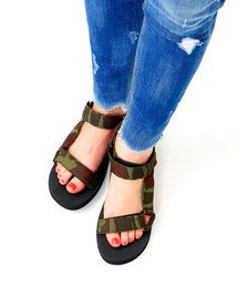 Fashion Letter | ベルクロ フラットソール スポーツサンダル レディース(サンダル)