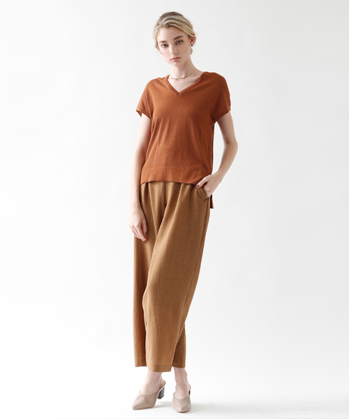 titivate（ティティベイト）の「Vﾈｯｸﾗｲﾄﾆｯﾄ（ニット/セーター・レディース・ダークオレンジ/ホワイト/ブラック/ブラウン/ベージュ/ライトグレー/ネイビー/グリーン・M/L/S）」の19枚目の写真