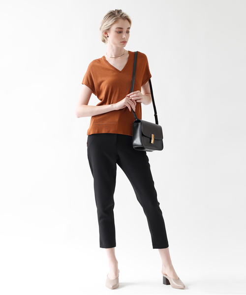 titivate（ティティベイト）の「Vﾈｯｸﾗｲﾄﾆｯﾄ（ニット/セーター・レディース・ダークオレンジ/ホワイト/ブラック/ブラウン/ベージュ/ライトグレー/ネイビー/グリーン・M/L/S）」の20枚目の写真