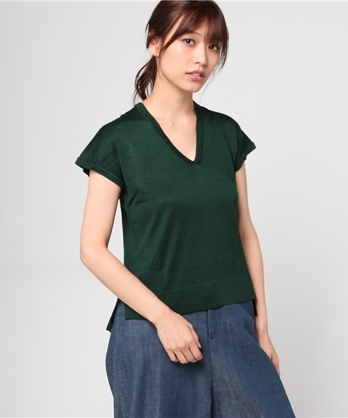 titivate（ティティベイト）の「Vﾈｯｸﾗｲﾄﾆｯﾄ（ニット/セーター・レディース・ダークオレンジ/ホワイト/ブラック/ブラウン/ベージュ/ライトグレー/ネイビー/グリーン・M/L/S）」の9枚目の写真