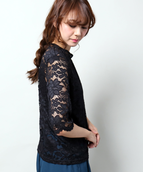 MARBLE WALTS（マーブルワルツ）の「プチハイネックインナーキャミ付き（Tシャツ/カットソー・レディース・マスタード/ブラック/オフホワイト・M/L）」の8枚目の写真