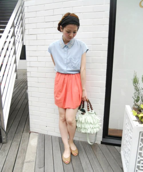 Another Edition(アナザーエディション)の「AE R/C タック SK(スカート・レディース・ベージュ/オレンジ・フリー)」の1枚目の写真