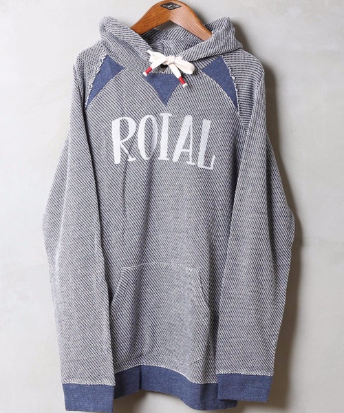 roial（ロイアル）の「FL212 / ROIAL(ロイアル) フロントブランドロゴ ダメージテイスト ユニセックスサイジング ラグラン プルオーバーパーカー（パーカー・メンズ・レッド系その他/ブラック/グレー/ブルー・MEDIUM/LARGE/SMALL）」の10枚目の写真