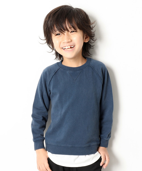 devirock（デビロック）の「ピグメント加工スウェット長袖トレーナー（スウェット・キッズ・ブラック/ダークグリーン/ブラウン/ブルー系その他/パープル系その他・110cm/100cm/120cm/130cm/140cm/150cm/160cm）」の5枚目の写真