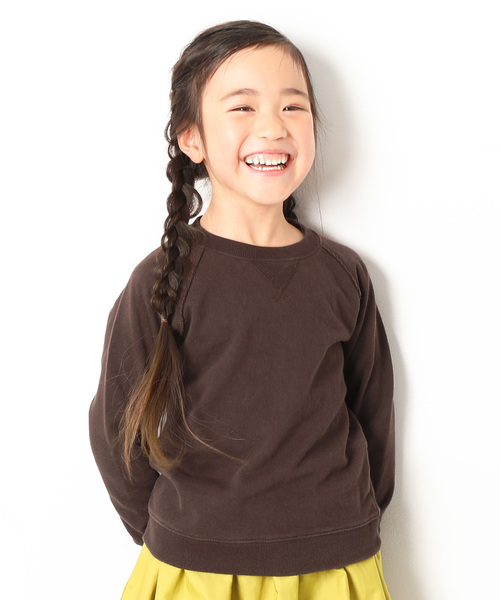 devirock（デビロック）の「ピグメント加工スウェット長袖トレーナー（スウェット・キッズ・ブラック/ダークグリーン/ブラウン/ブルー系その他/パープル系その他・110cm/100cm/120cm/130cm/140cm/150cm/160cm）」の3枚目の写真