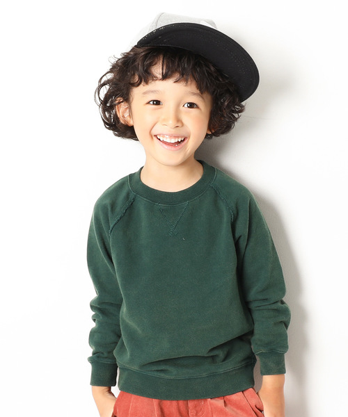 devirock（デビロック）の「ピグメント加工スウェット長袖トレーナー（スウェット・キッズ・ブラック/ダークグリーン/ブラウン/ブルー系その他/パープル系その他・110cm/100cm/120cm/130cm/140cm/150cm/160cm）」の4枚目の写真