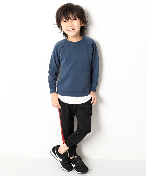 devirock（デビロック）の「ピグメント加工スウェット長袖トレーナー（スウェット・キッズ・ブラック/ダークグリーン/ブラウン/ブルー系その他/パープル系その他・110cm/100cm/120cm/130cm/140cm/150cm/160cm）」の9枚目の写真