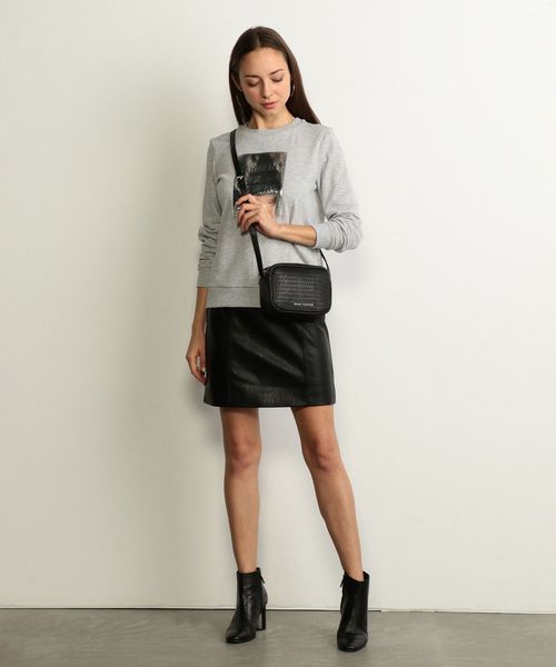 極美品✨ 近年 ジョルジオアルマーニ オールオーバーロゴ ショルダーバッグ 黒 ARMANI EXCHANGE（アルマーニエクスチェンジ）の「【A|X