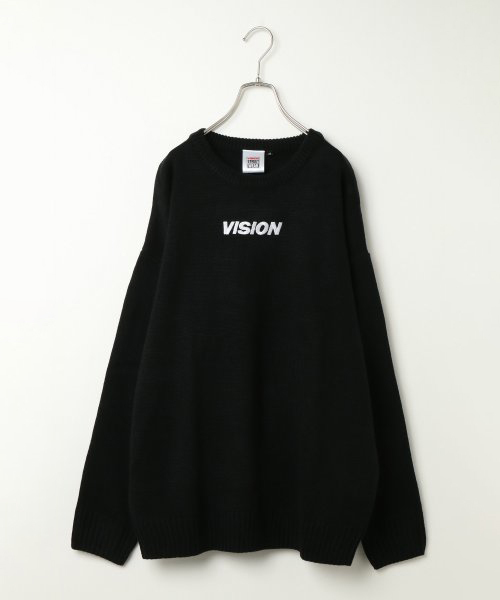VISION STREET WEAR（ヴィジョンストリートウェア）の「WEB限定 VISION ワンポイント刺繍ニット（ニット/セーター・メンズ・ブラック/オフホワイト/ターコイズブルー/その他21・M/L）」の3枚目の写真