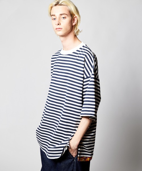 rehacer（レアセル）の「rehacer : Flower Wide Silket Border CS Made in Japan / フラワー ワイド シルケット ボーダー カットソー メイドインジャパン（Tシャツ/カットソー・メンズ・ブラック/ネイビー・SMALL/MEDIUM/LARGE/X-LARGE）」の10枚目の写真