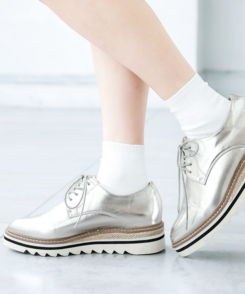 KOBE LETTUCE（コウベレタス）の「ジュートプラットフォームオックスフォードシューズ（その他シューズ・レディース・ホワイト/シルバー/ブラック系その他/ブルー系その他・LL/S/M/L）」の4枚目の写真